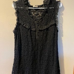 Sleeveless black lace blouse L/XL